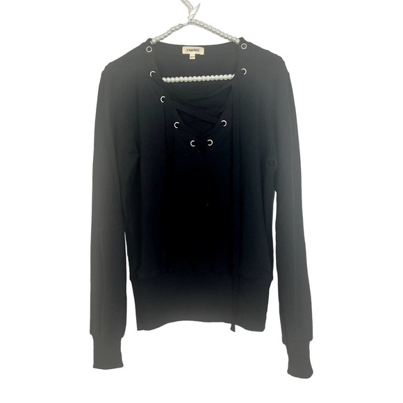 L’AGENCE‎ Josilyn Lace Up V Neck Sweatshirt SZ XS - Picture 2 of 10